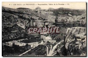 Old Postcard Les Baux Provence Roquetauliere valley of the fountain