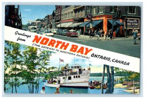 c1950's Main Street Cruise Boat Chief Commanda Greetings from North Bay Postcard