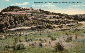 Vintage Postcard 1910's Serpentine Drive To Cave Of The Winds Manitou Colorado