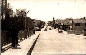 Real Photo Postcard Main Street From The Bridge in Winneconne, Wisconsin