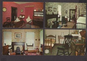 4 Illinois Springfield interiors Abraham Lincoln's Home Postcards - Chrome