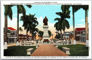 Statue of Columbus Presented By Empress Eugene Republic Of Panama Postcard