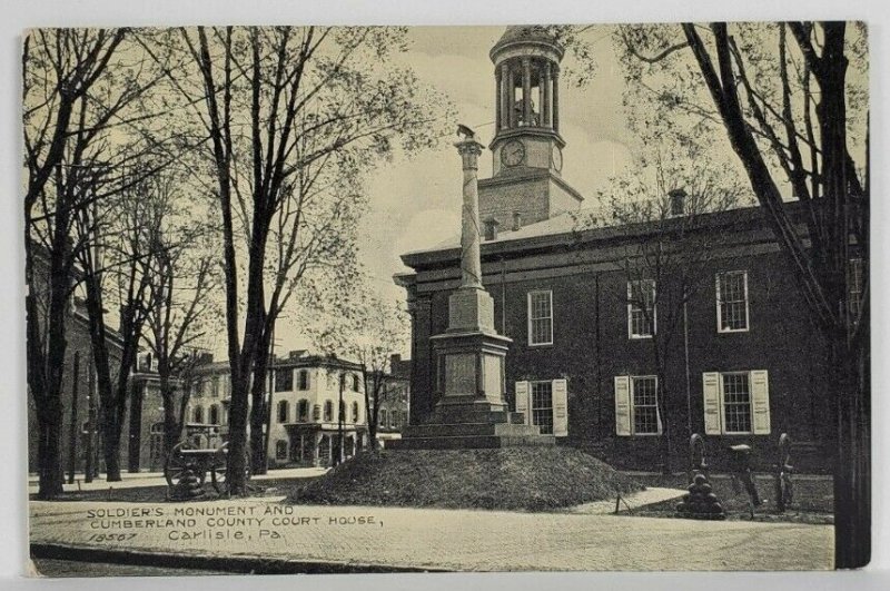 Carlisle Pa Soldiers Monument, Cumberland County Court House Postcard S11