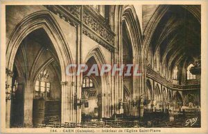 'Old Postcard Caen Calvados Interior of St. Peter''s Church'