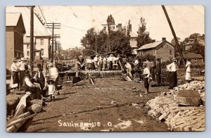 J87/ Salineville Ohio RPPC Postcard c1910 Columbiana Road Construction 1304