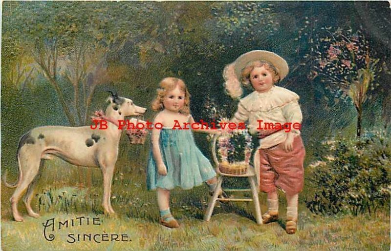 6 Postcards Set, PFB No 7709, Children with Dogs