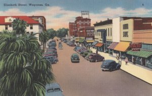Elizabeth Street Waycross Georgia USA Mint Linen Old Postcard