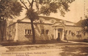 Appleton, WI Wisconsin LAWRENCE CONSERVATORY OF MUSIC~Peabody Hall 1911 Postcard