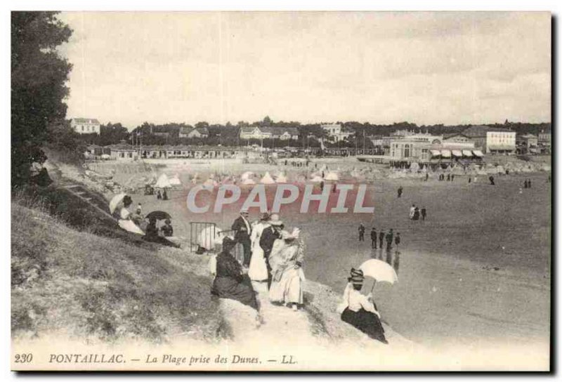 Old Postcard Pontaillac Beach taken dunes