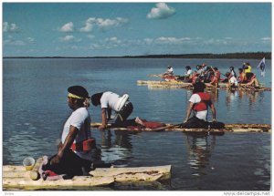 Indians on rafts , N.W.T. , Canada , 1960-80s
