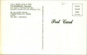 Vtg Danmark Full Rigger Saling Ship in Narragansett Bay Rhode Island RI Postcard