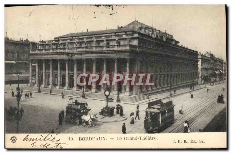 Postcard Old Tram Train Bordeaux Grand Theater