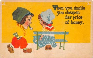 DUTCH COMIC SMILE HONEY TOBACCO PIPE ROMANCE FADE AWAY POSTCARD (c. 1910)