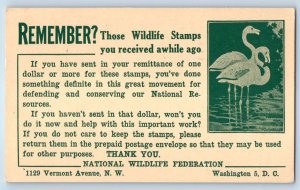 1947 National Wildlife Federation Stamp Washington DC Advertising Postal Card