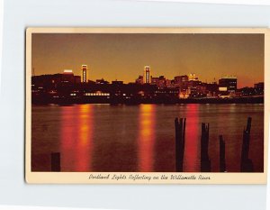 Postcard Portland Lights Reflecting on the Willamette River Portland Oregon