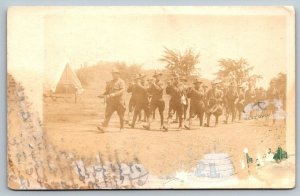 RPPC  WW1 Era  US Army  Band Marching   Real Photo  Postcard  c1918