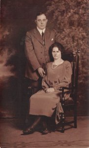 1910s RPPC Real Photo Postcard Married Couple Woman Pearls