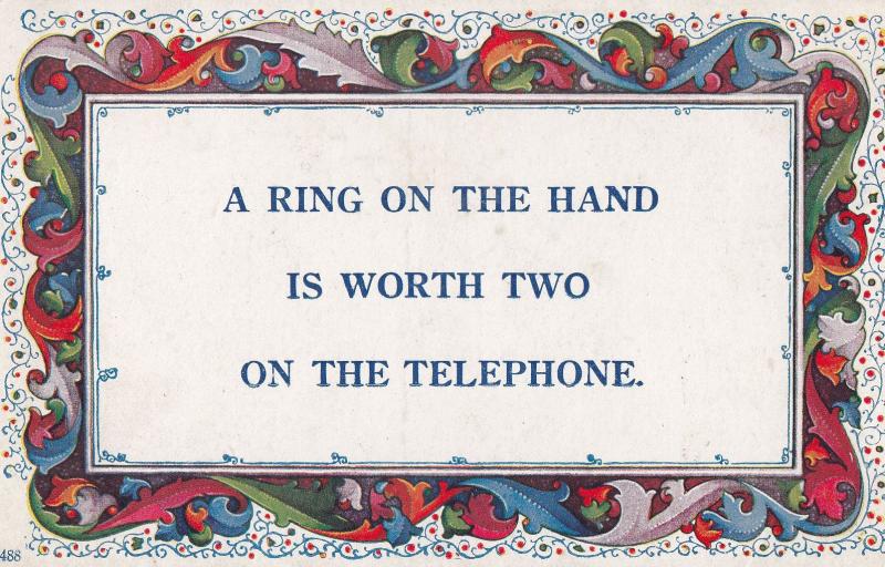 Telephone Ring On The Hand Proverb Songcard Old Postcard