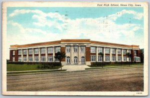 Vtg Sioux City Iowa IA East High School 1940s Linen View Old Card Postcard