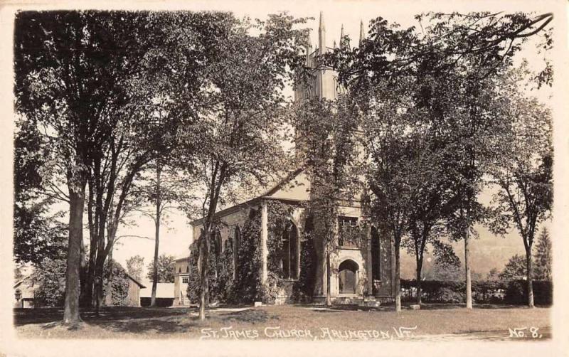 Arlington Vermont St James Church Real Photo Antique Postcard J56187