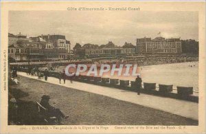 Old Postcard Dinard General view of the dike and the beach