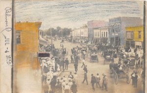 G24/ Belmond Iowa  RPPC Postcard c1908 Main St Crowd Stores