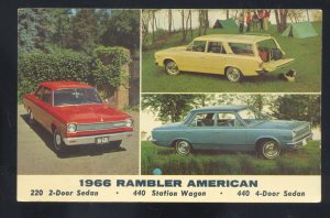 1966 RAMBLER AMERICAN 220 440 STATION WAGON CAR DEALER ADVERTISING POSTCARD