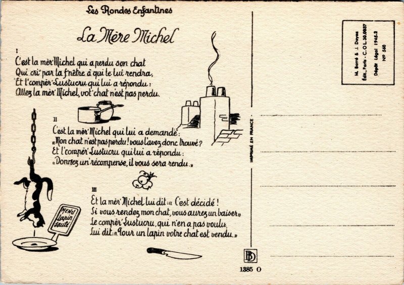 postcard french song lyric    La Mere Michel