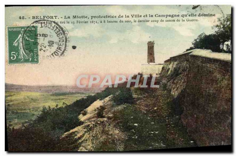 Old Postcard Belfort The protective Miotte of the City and the Country it dom...