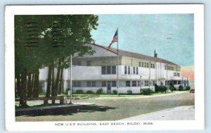 BILOXI, Mississippi MS ~ East Beach NEW U.S.O. BUILDING 1943  Postcard