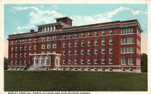 Vintage Postcard Wesley Hospital North Hillside & Elm Wichita Kansas C.A. Tanner