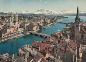 Switzerland, Suisse, Zurich und die Alpen, and the Alps, 1970 used Postcard