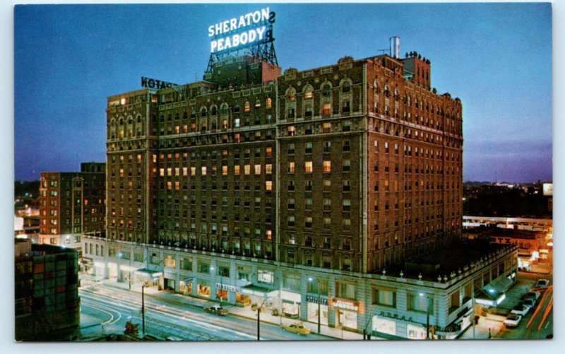 2 Postcards MEMPHIS, TN ~ Lobby & Fountain SHERATON PEABODY HOTEL c1970s