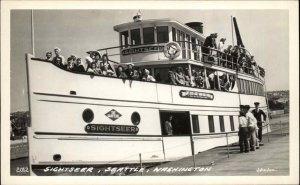 Seattle Washington WA Sightseer Ferry Boat Real Photo Vintage Postcard