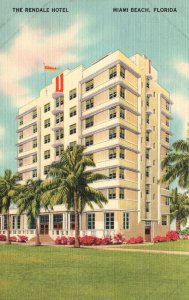 Vintage Postcard 1941 Rendale Hotel Collins Avenue 32nd St. Miami Beach Florida