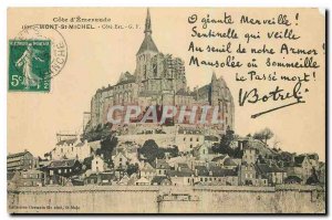 Old postcard Mont St Michel Cote Est