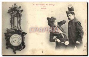 Fantasy - Humor - The Barometer of Menage - Storm - Old Postcard