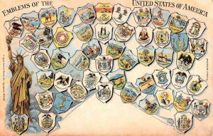 United States Of America Emblem States Crest Antique Postcard K104442