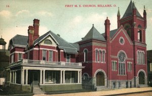 Vintage Postcard 1910's First ME United Methodist Church Chapel Bellaire Ohio OH