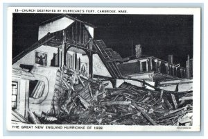 1938 Church Destroyed By Hurricane's Fury Cambridge Massachusetts MA Postcard 