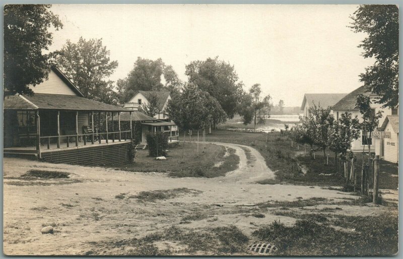 MANITOU BEACH MI STREET SCENE ANTIQUE REAL PHOTO POSTCARD RPPC