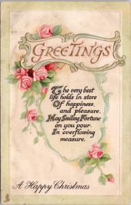 A Happy Christmas Xmas Greetings TUCK #5639 Embossed c1912 Postcard D63