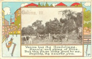 Galena Illinois Poem and Cattle 1911 Postcard Gondolier Scene