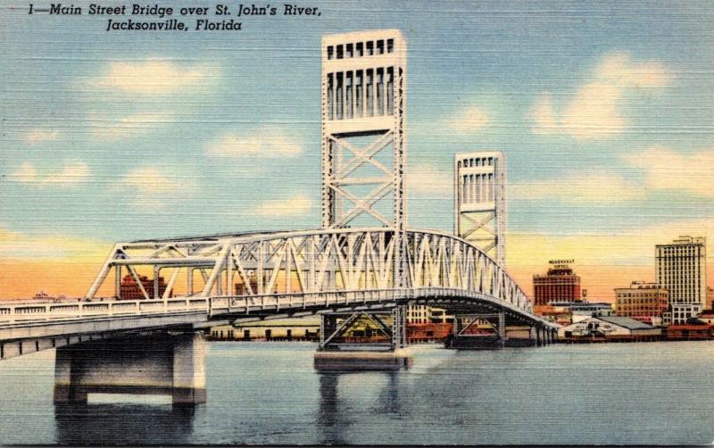 Florida Jacksonville Main Street Bridge Over St John's River Curteich