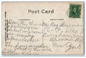 1908 Ambrose Burnside School 41st St Church Chicago IL RPPC Photo Postcard