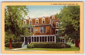 1940-50's CAMBRIDGE MARYLAND MD OAKLEY HOTEL VINTAGE CANN & BRO LINEN POSTCARD