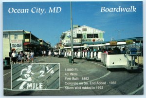 2 Postcards OCEAN CITY, Maryland MD ~ Bike Surrey BOARDWALK Tram 4x6