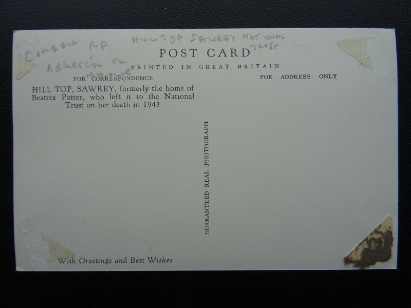 Cumbria Lake District HILL TOP Sawrey Home of Beatrix Potter - Old RP Postcard