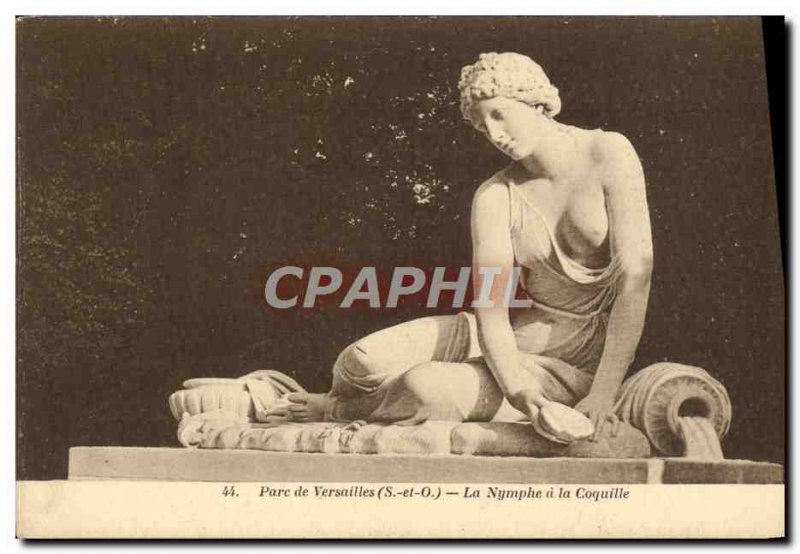 Old Postcard Park of Versailles Nymph has the Coquille