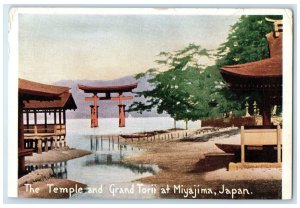 c1920's Temple and Grand Torii at Miyajima Japan Antique Unposted Postcard